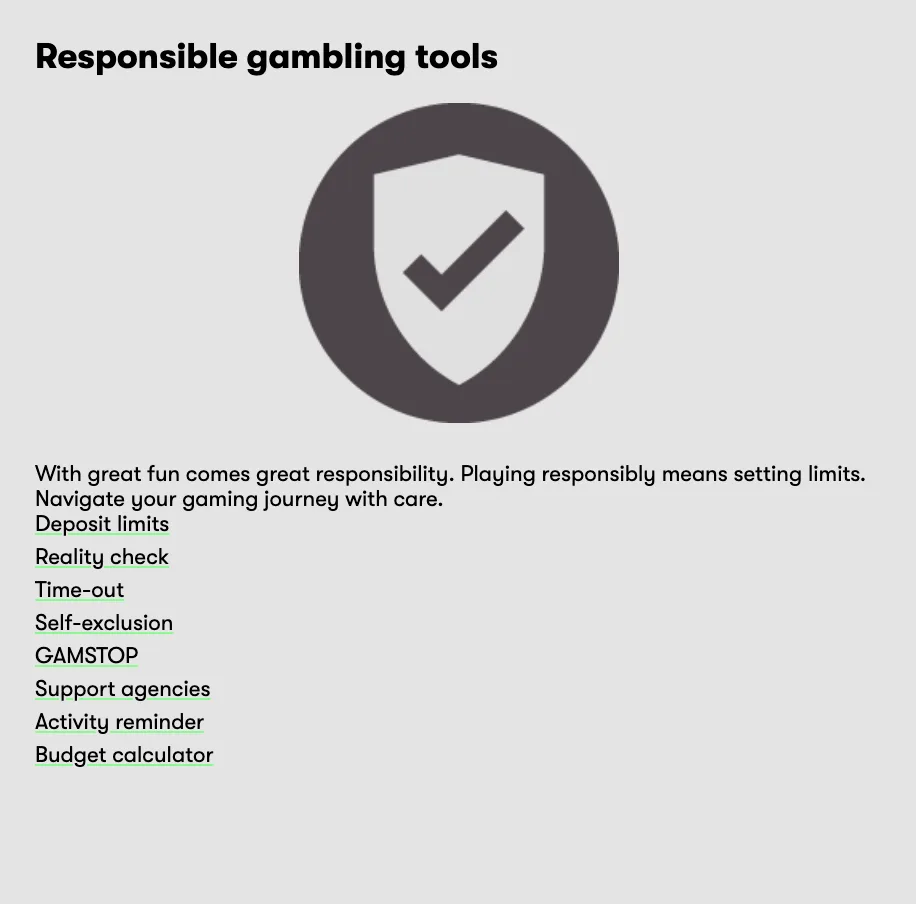 10Bet responsible gambling area showing safer gambling tools and controls