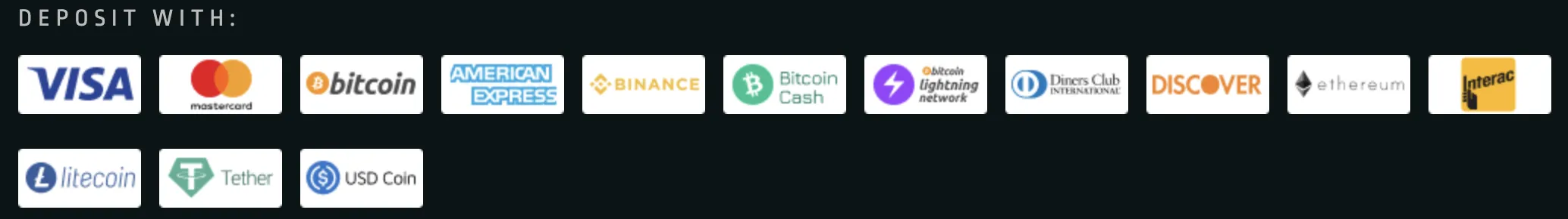 Club World Casino screenshot showing cards, Interac, and crypto payment methods