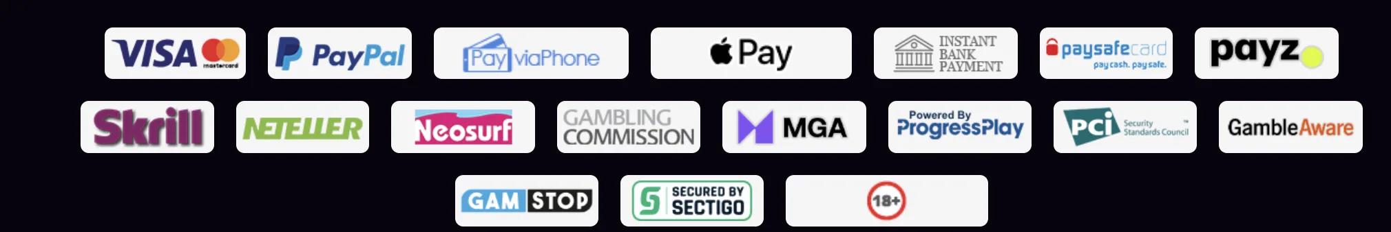 WatchMySpin payment methods interface showing cards, PayPal, paysafecard, Skrill, Neteller and other payment options